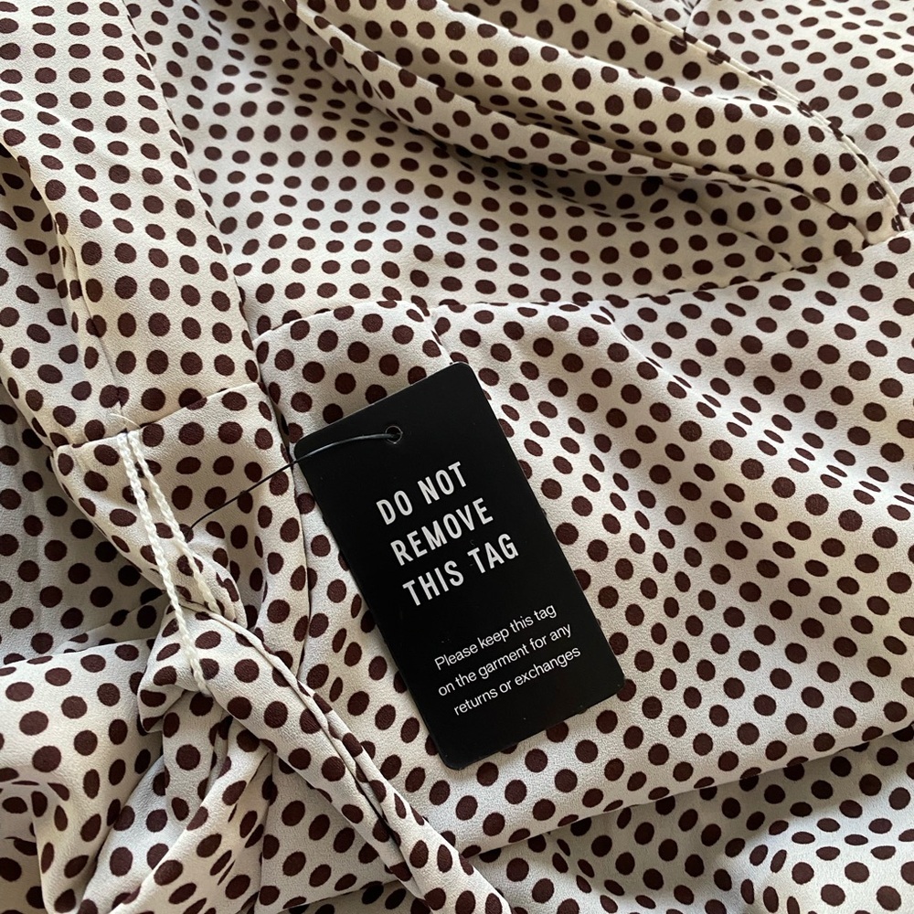 Express NWT Polka Dot Faux Wrap Dress with Tie Waist - Picture 5 of 7
